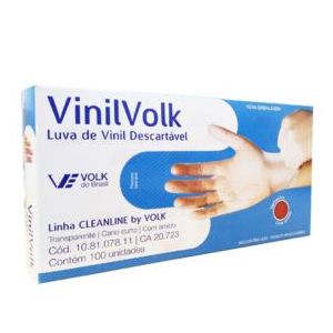LUVA VINIL G COM PO - 100UN - VOLK DO BRASIL