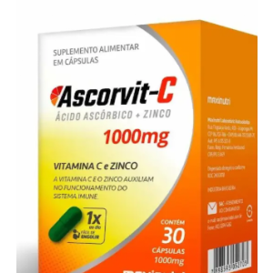 ASCORVIT C VITAMINA C 1G+ZINCO 30CAPS - MAXINUTRI