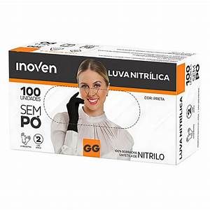 LUVA NITRICA PRETA SEM PO GG 100UN - INOVEN