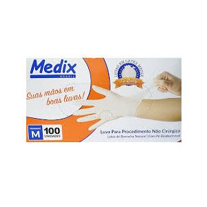 LUVA LATEX M COM PO - 100UN - MEDIX